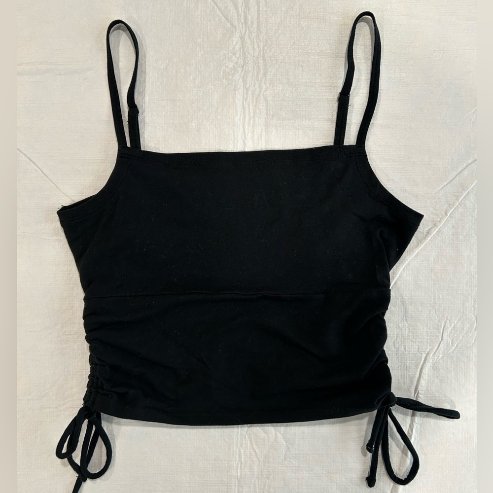 Hollister Black Camisole with Adjustable Straps and Ruched Sides